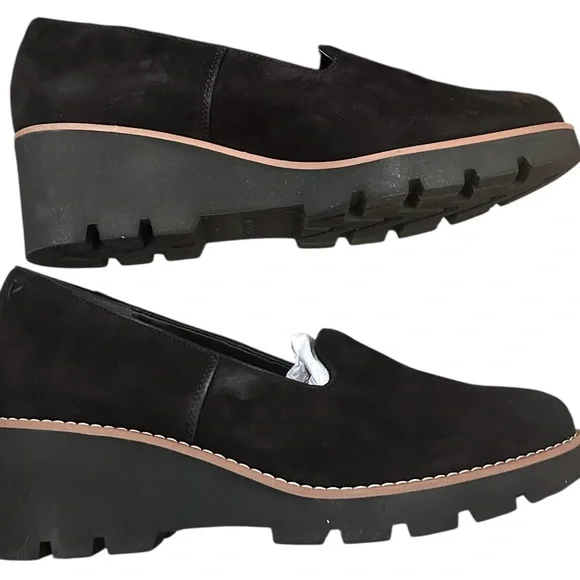 Vionic Willa Wedge Women's Black Suede Loafers 10 Water Repellent New in box• - Picture 3 of 5
